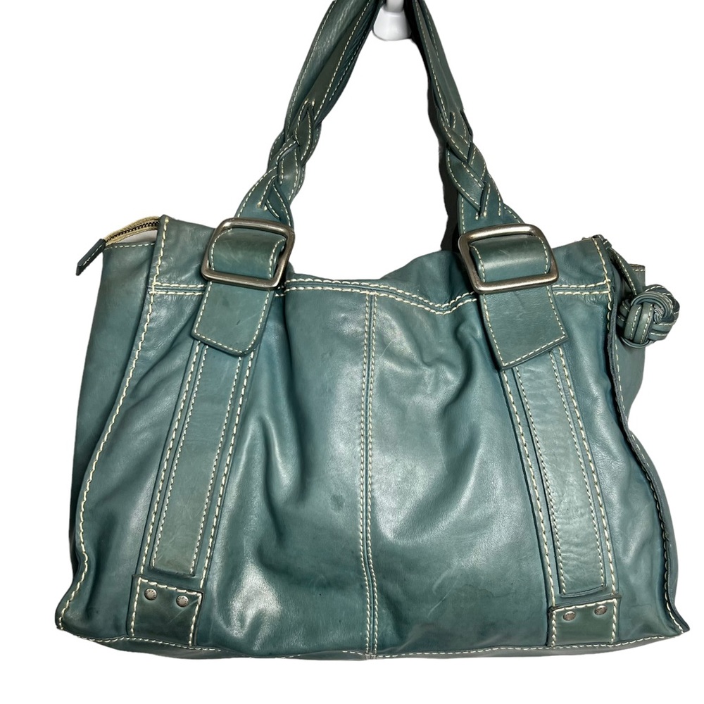 FOSSIL BLUE LEATHER SATCHEL - Picture 2 of 16